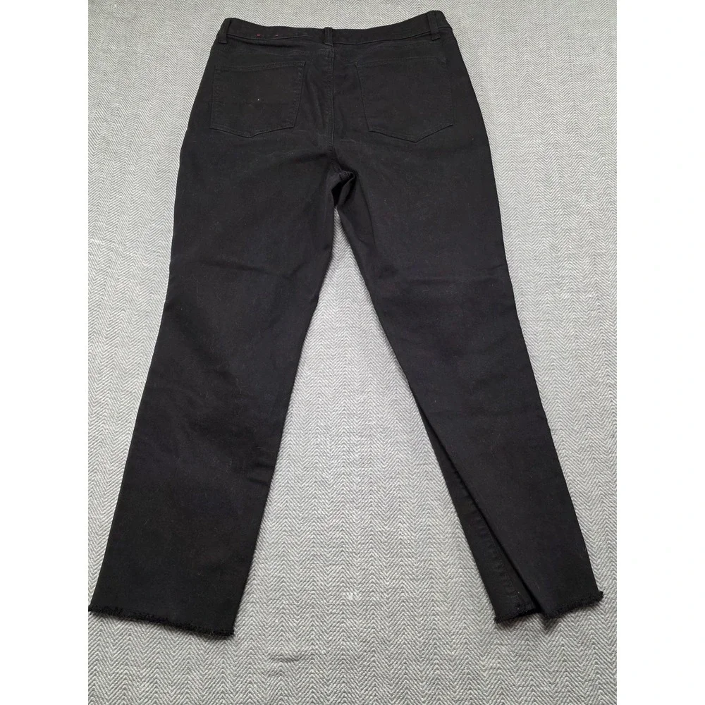 Talbots‎ Slim Straight High Waist Black Jeans Womens Size 12 Frayed Hem